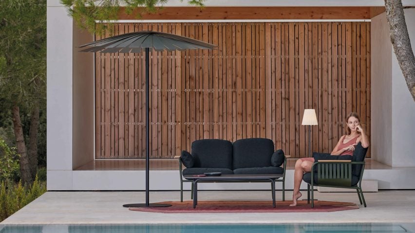A cushioned outdoor sofa by Søren Rose for Gandia Blasco