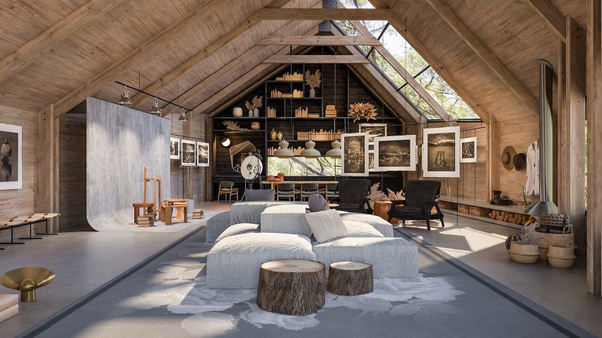 Rendering of a guest studio for Mapu in Chile