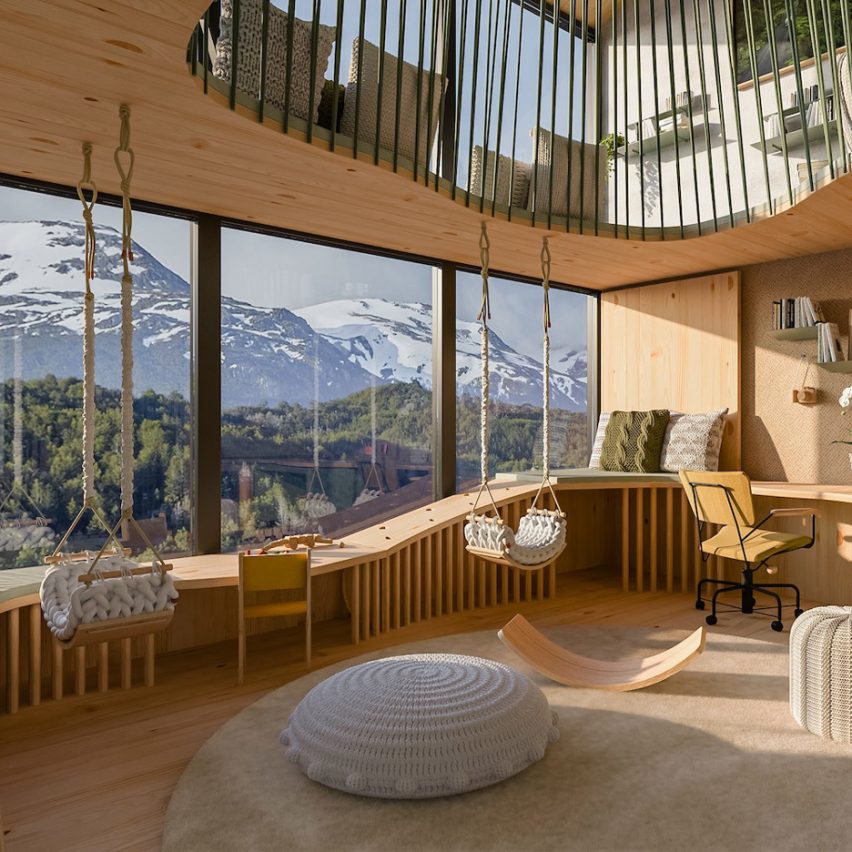 Brazilian designers imagine relaxing interiors for Patagonian eco-lodge