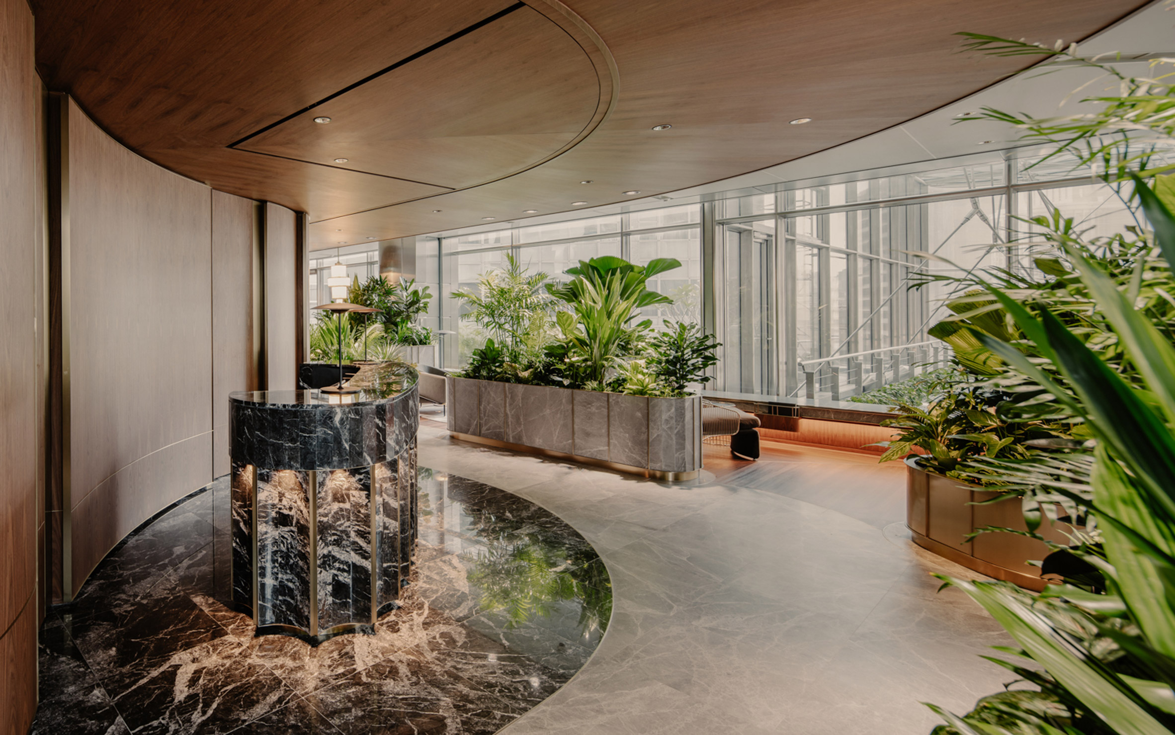 Marble reception area of Citi Wealth Hub by Ministry of Design
