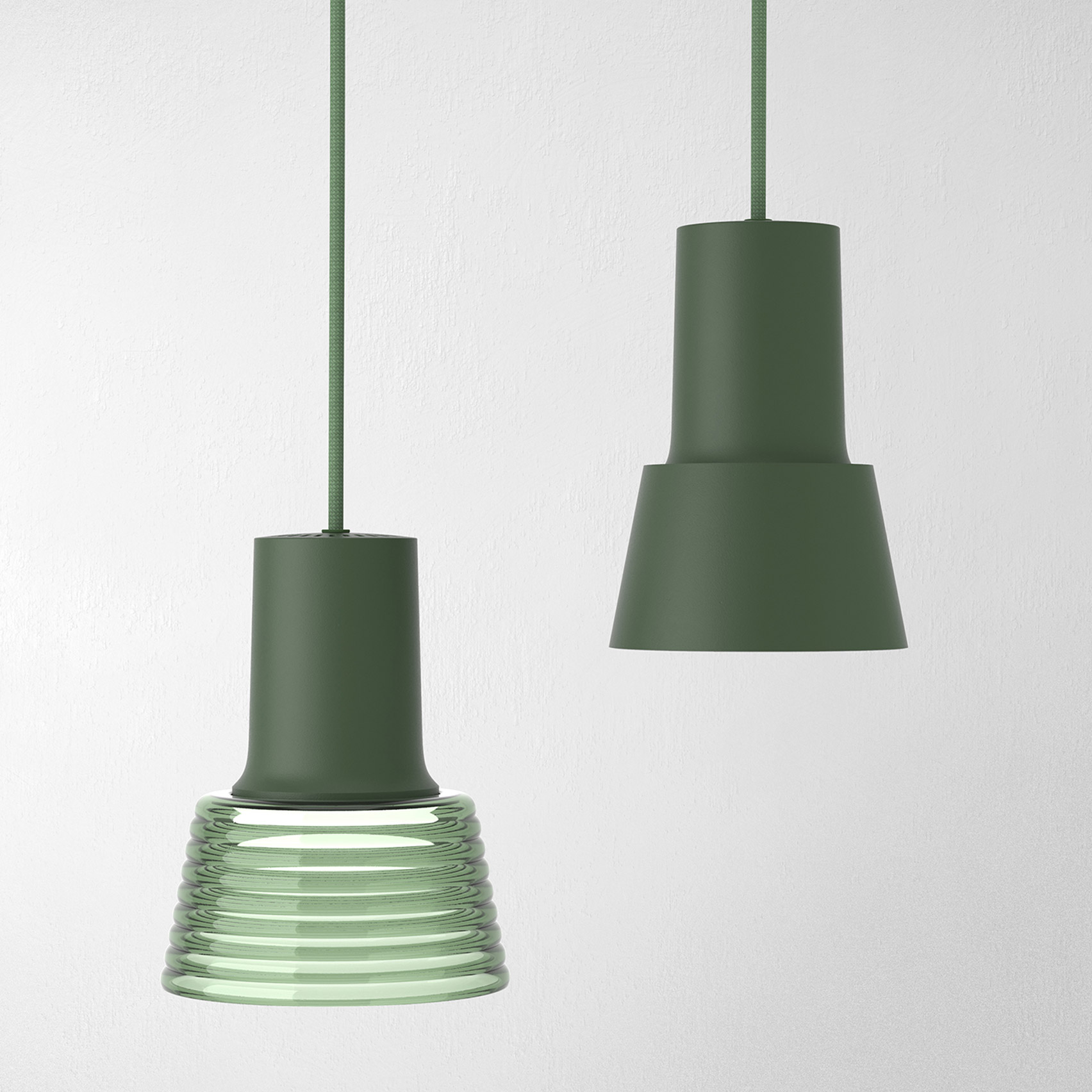 Compose pendant by Zero Lighting in green 