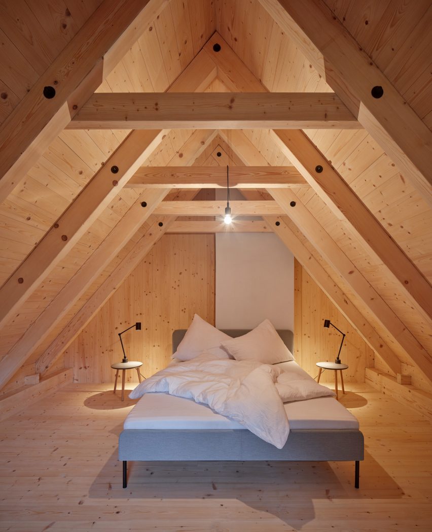 Wood-clad bedroom