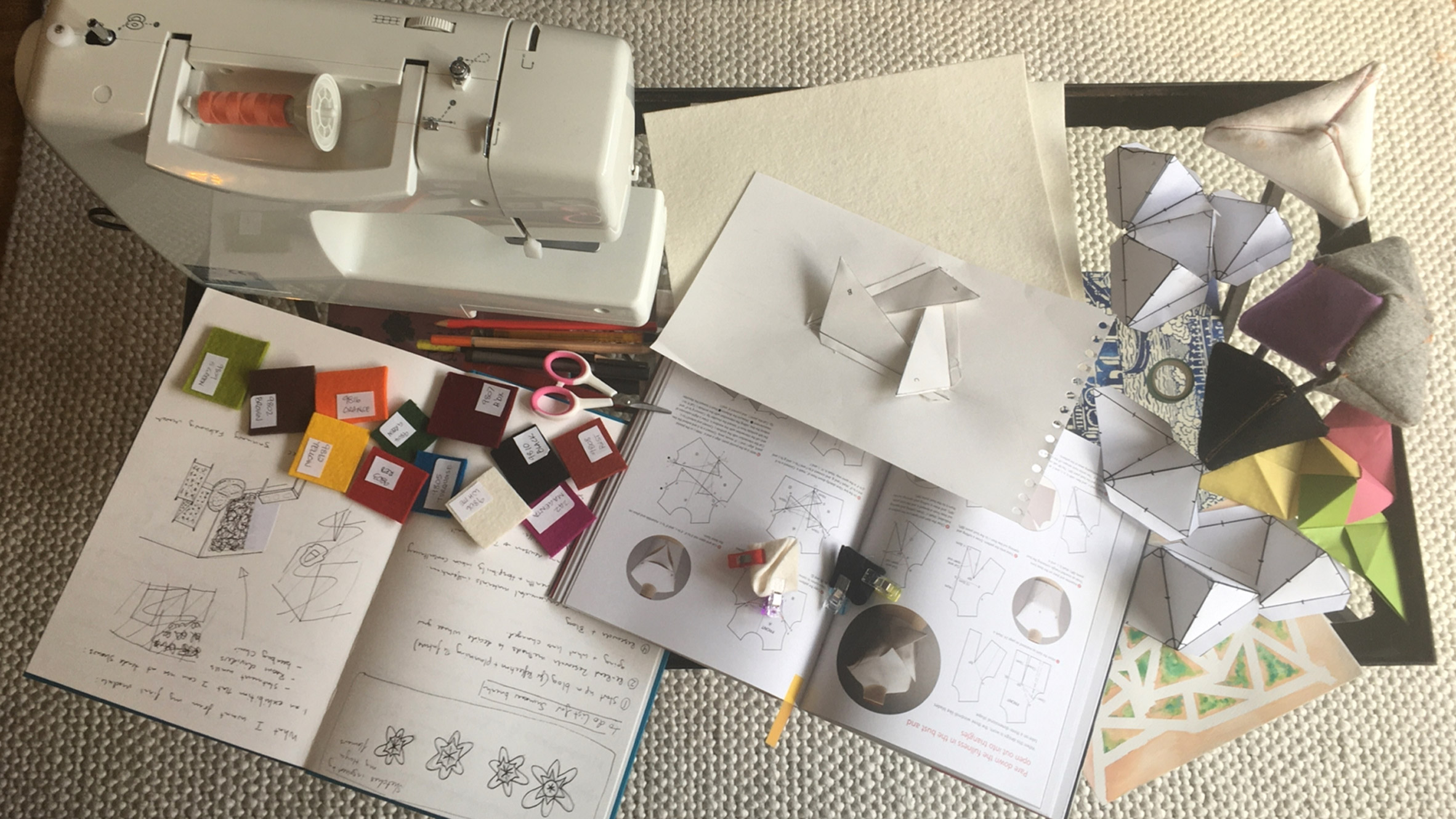 Sewing machine on coffee table
