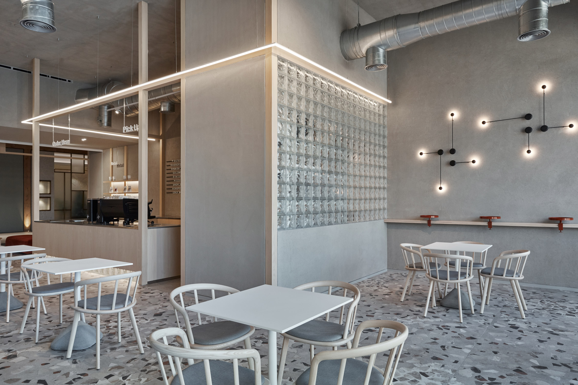 Conctrete and terrazzo cafe in Dubai