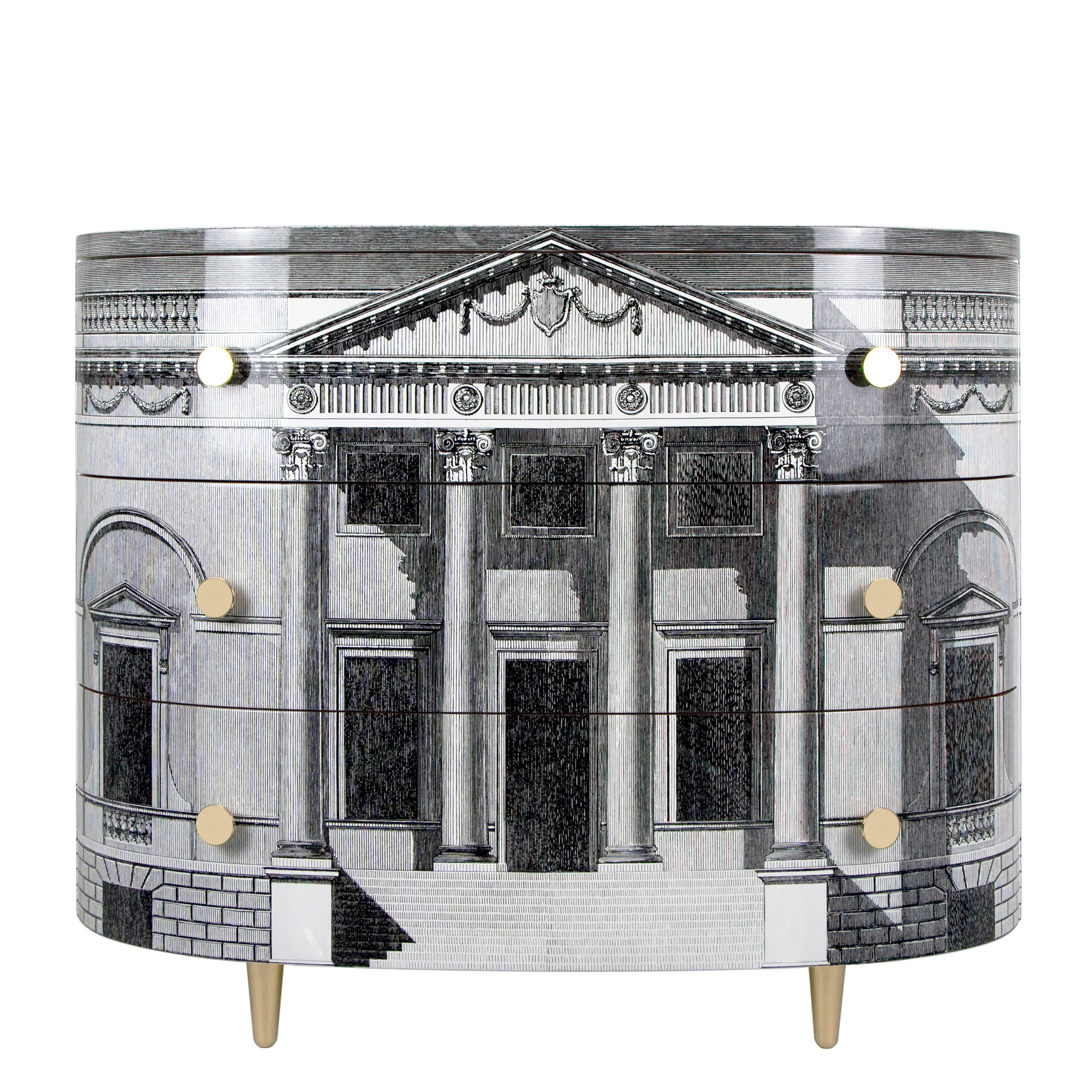 Palladiana curved chest of drawers by Fornasetti