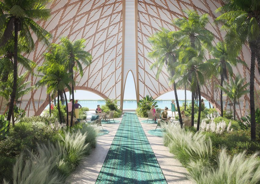 Timber-roofed hotel in Saudi Arabia