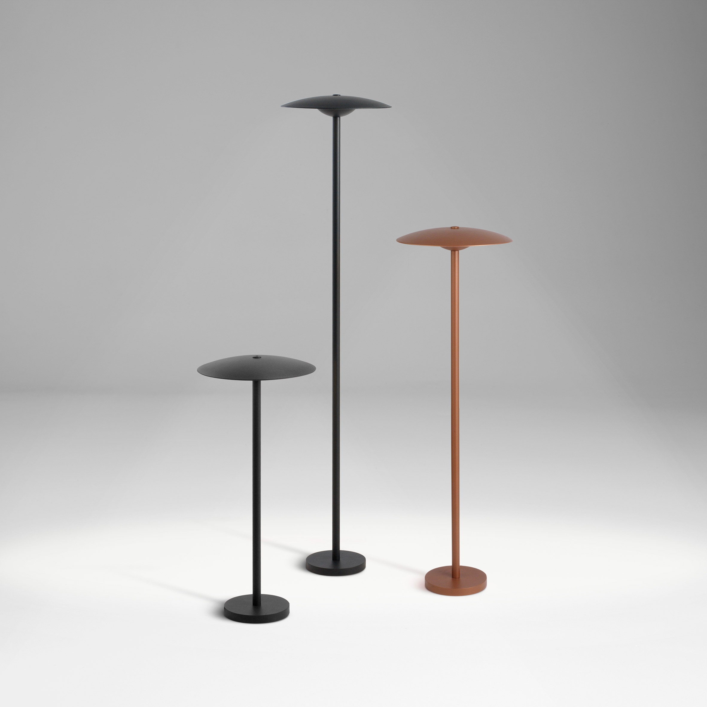 Three Ginger bollard outdoor lamps by Marset