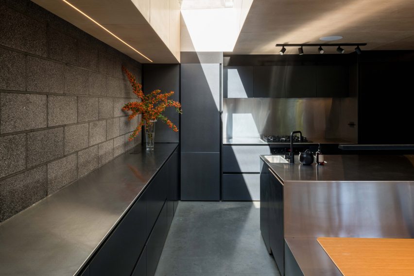 Stainless steel kitchen of Hansler Road house extension