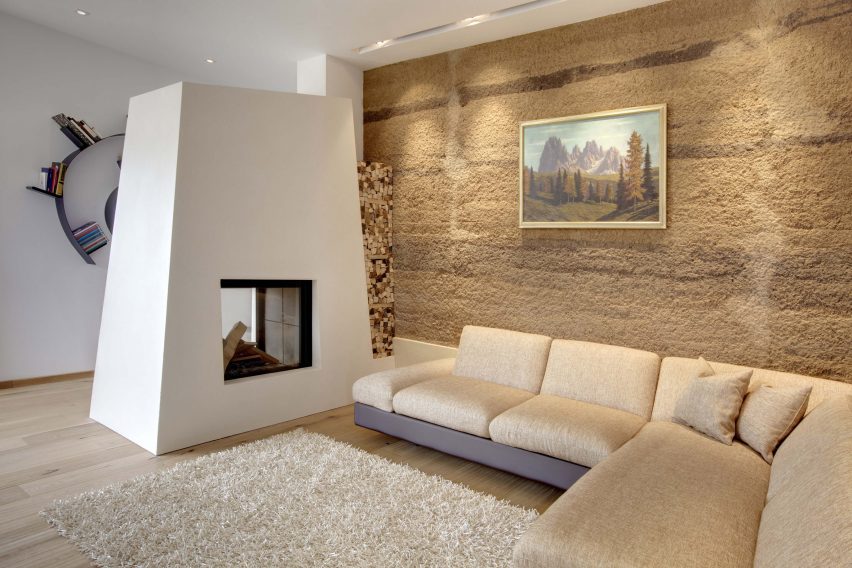 Contemporary freestanding fireplace in Italy