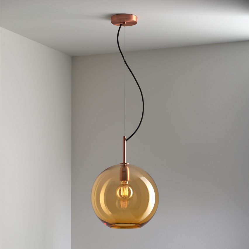 Sasha pendant light in aurora yellow by Lustre