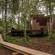A cabin within woodland in Estonia