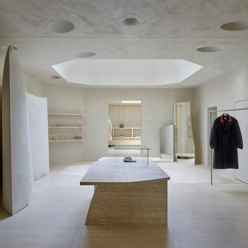 Studio Anne Holtrop creates gypsum walls that look like fabric for Maison Margiela store