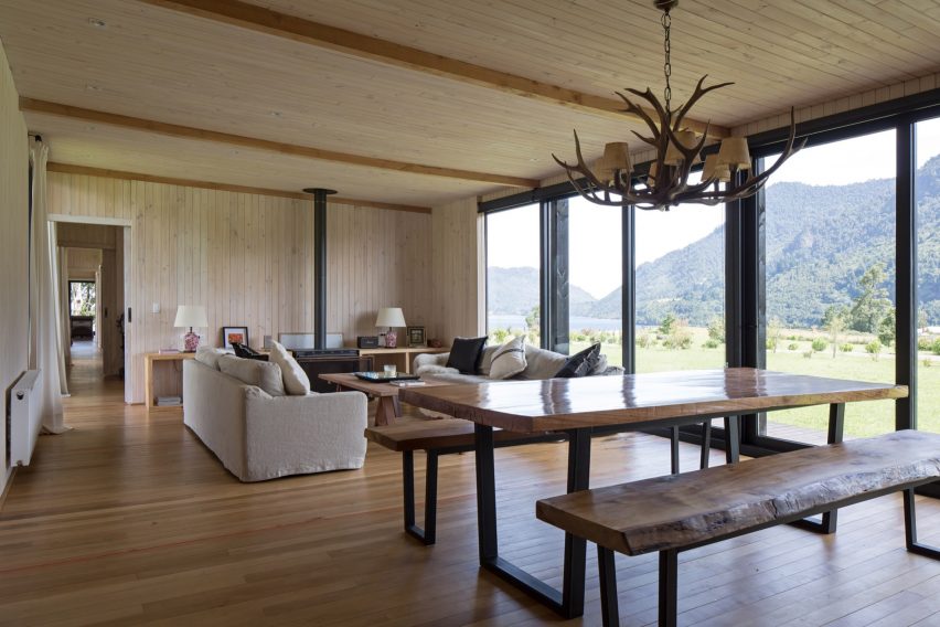 Living room of Casa Tobita in Lago Ranco Chile