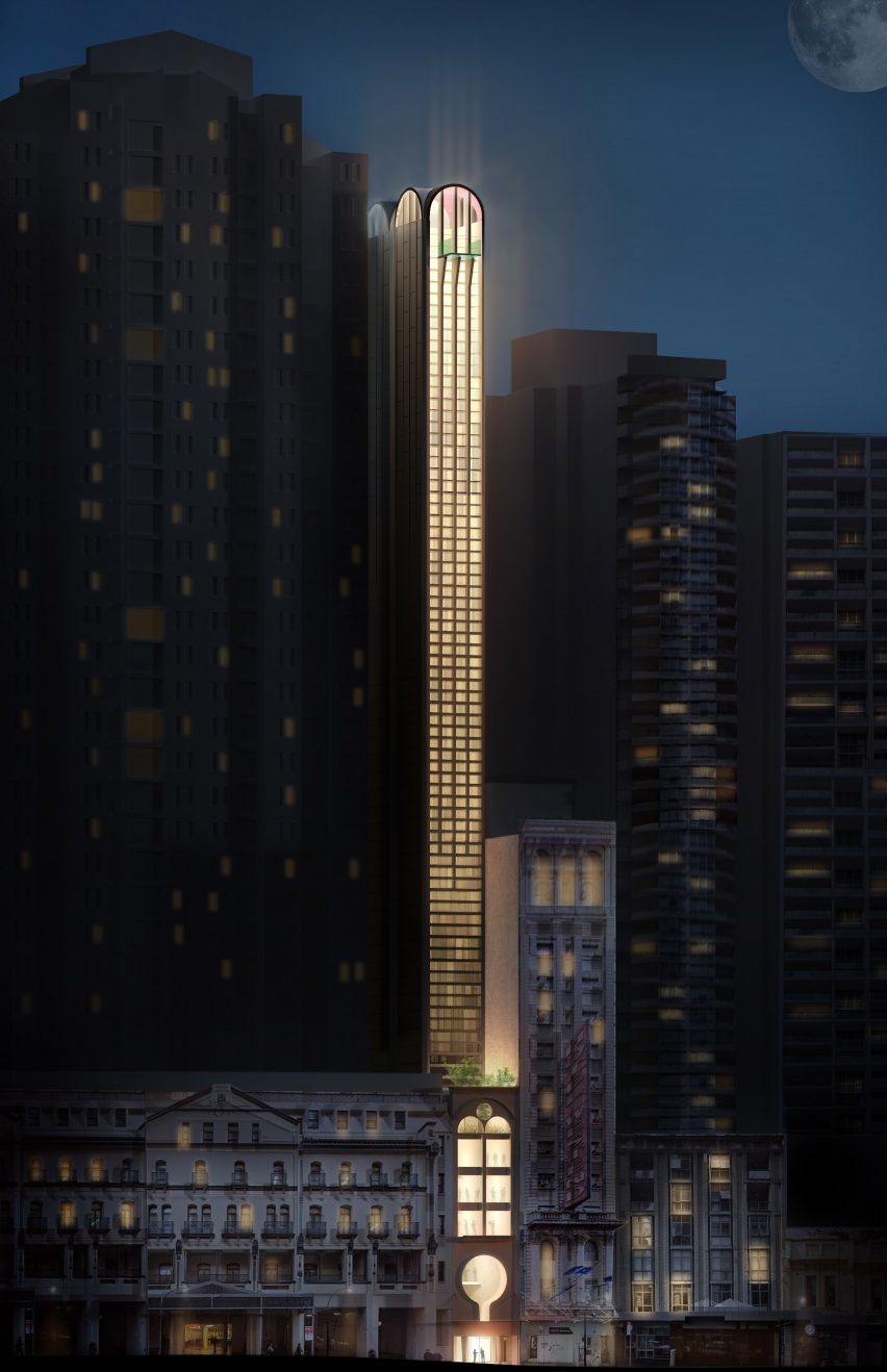 Skinny skyscraper at 410 Pitt Street in Sydney by Durbach Block Jaggers
