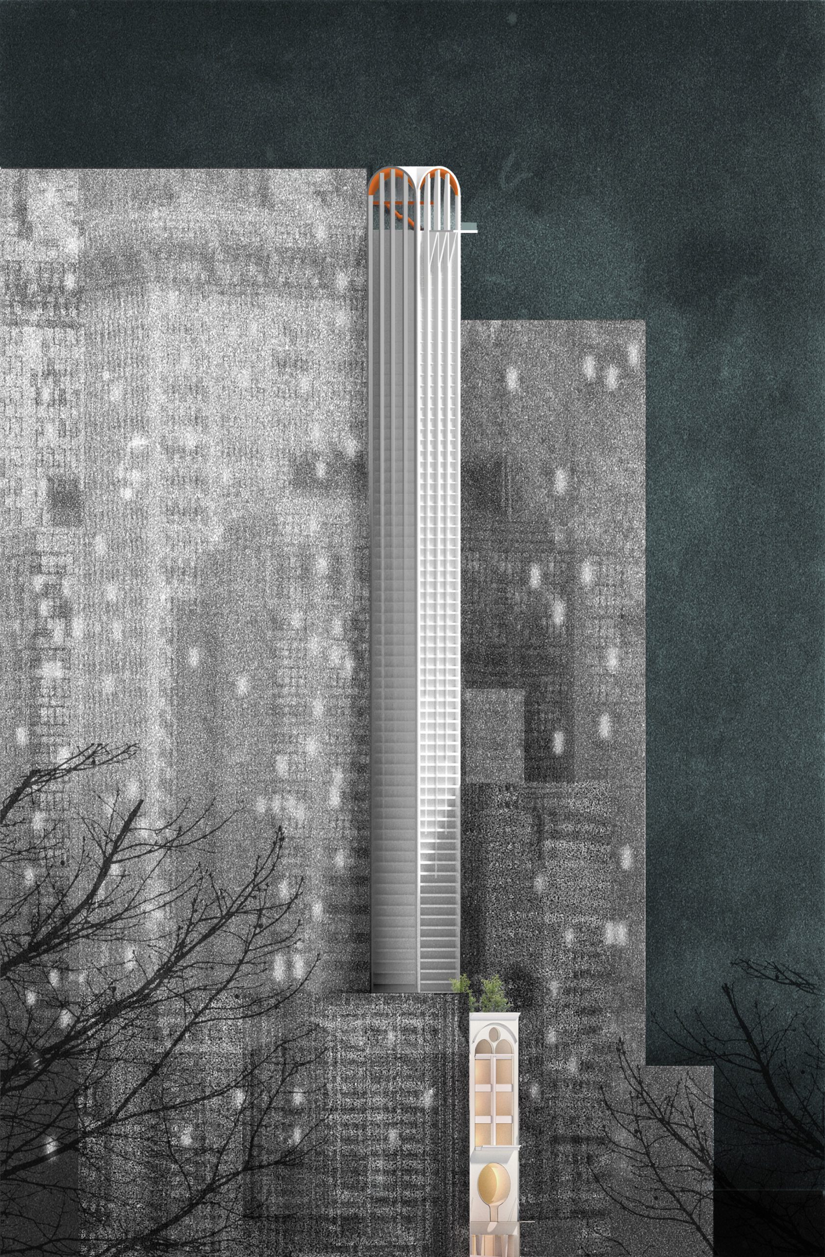 Sketch of Pencil Tower Hotel skyscraper
