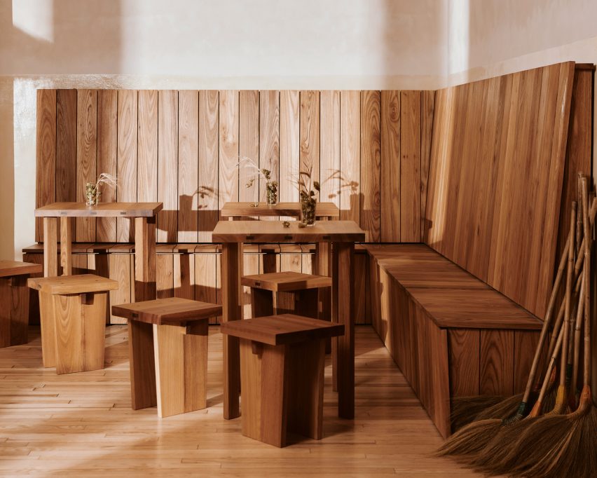 Corner bench and seating area of Berlin bakery by Mathias Mentze, Alexander Vedel Ottenstein and Dreimeta