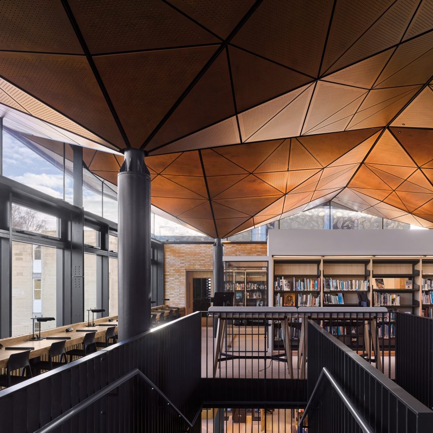 Woods Bagot tops school library with "tree-like" timber ceiling