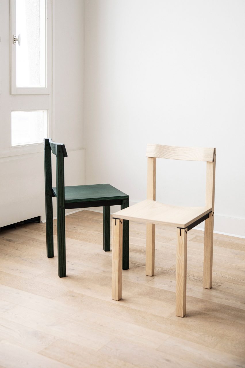 Tal chair in green oak and ash