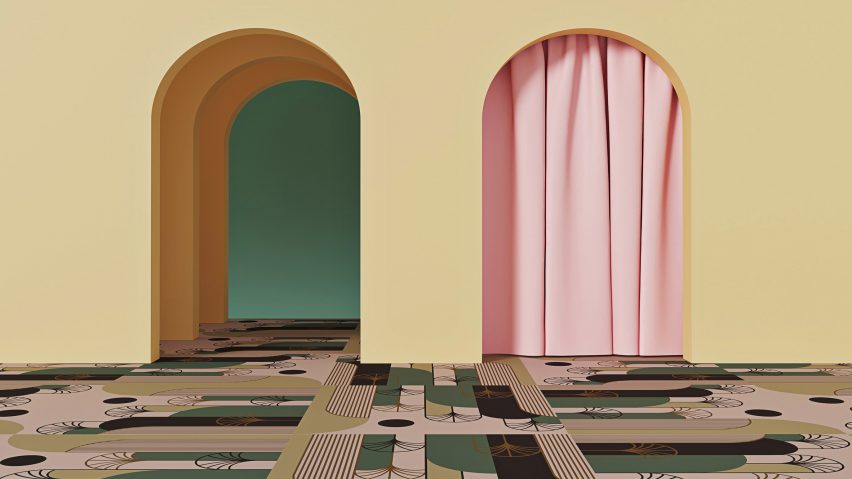 Pink Palms carpet by Talk Carpet