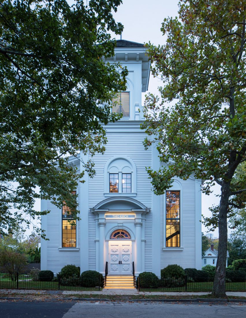 Bell tower of church adaptive reuse by Skolnick Architecture and Design Partnership