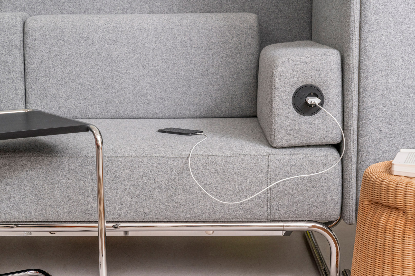 Power charging outlet in S 5000 Retreat by Studio Irvine for Thonet
