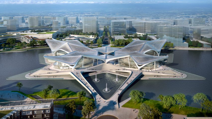 An visual of a cultural centre by Zaha Hadid Architects in China