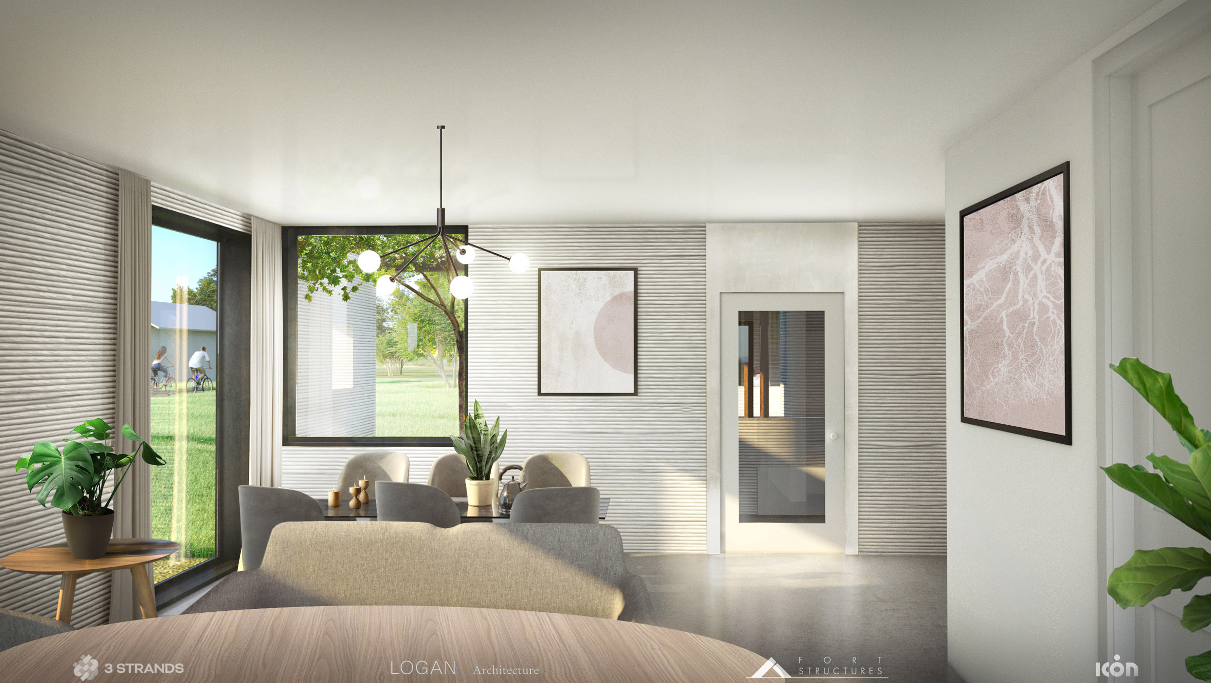 Austin-based designer Claire Zinnecker designed each house's neutral interiors