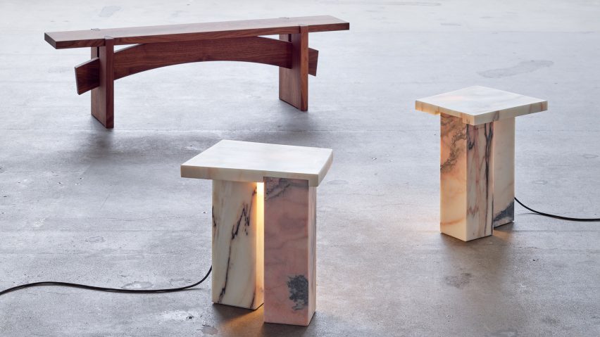 Bench 01 and Bedside Tables by Bahraini-Danish in the Mindcraft Project exhibition