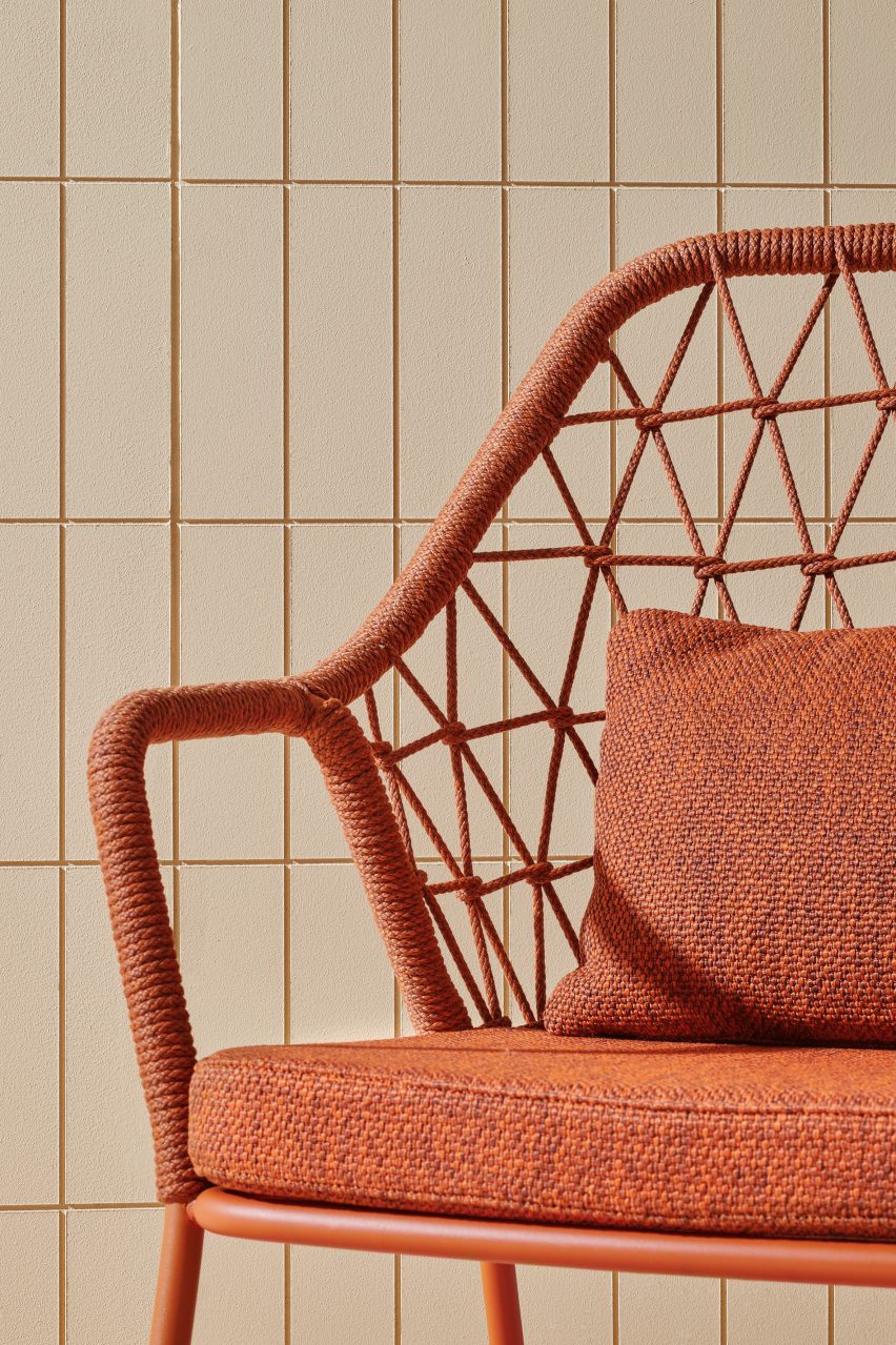 Orange steel frame chair by Pedrali