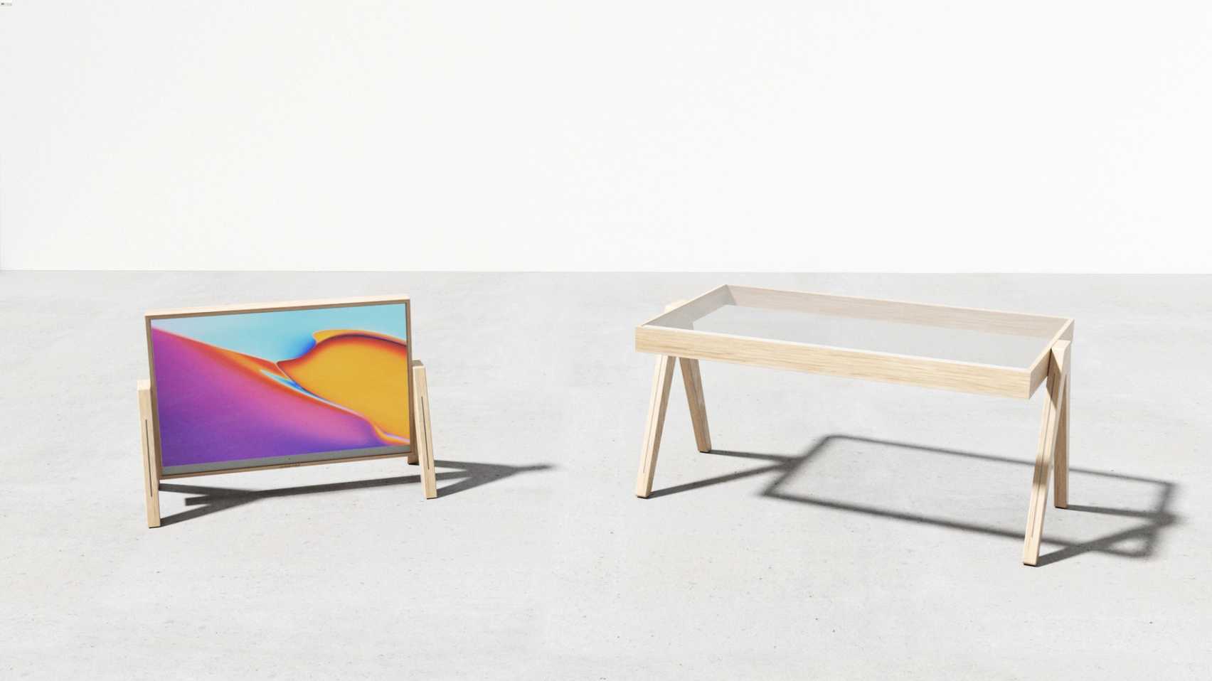 TVBLE by Dunsol Ko tiltable OLED screen table
