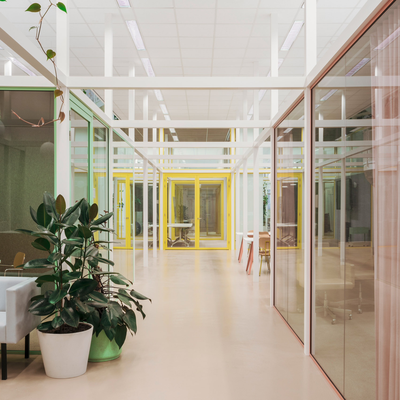 Office with grid interior in Amsterdam