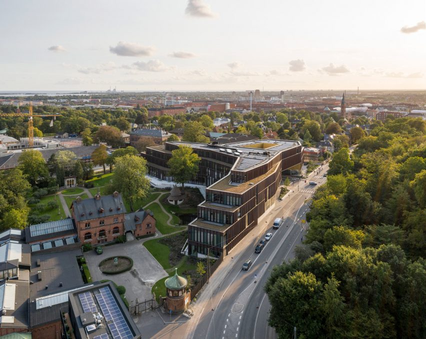 Aerial view of the headquarters by CF Møller Architects