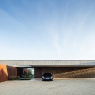 Front of concrete and Corten steel house in Braga