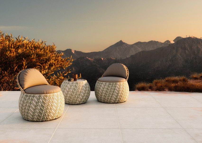 The Dala collection by Stephen Burks for Dedon in an outdoor environment