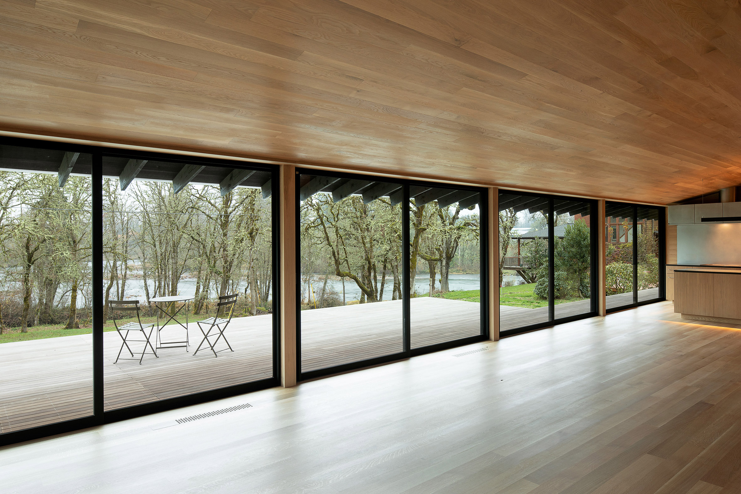 White oak forms the house's interior