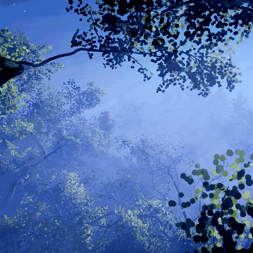 Animation of virtual forest in Dream play by the Royal Shakespeare Company