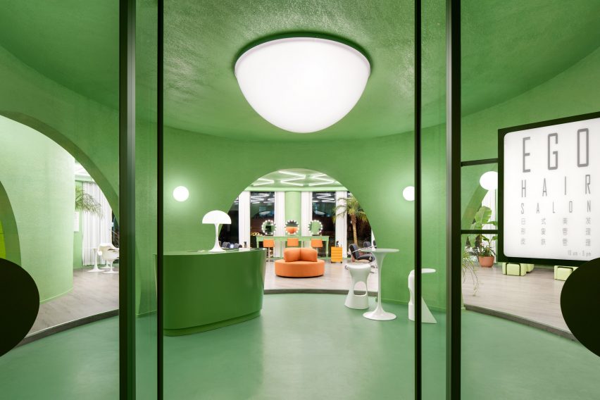 The salon has a green interior by IS architecture and design