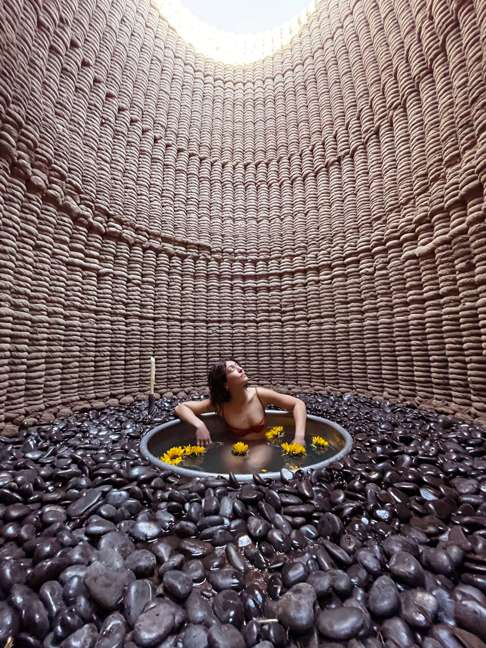 Bath in a 3D printed desert hut