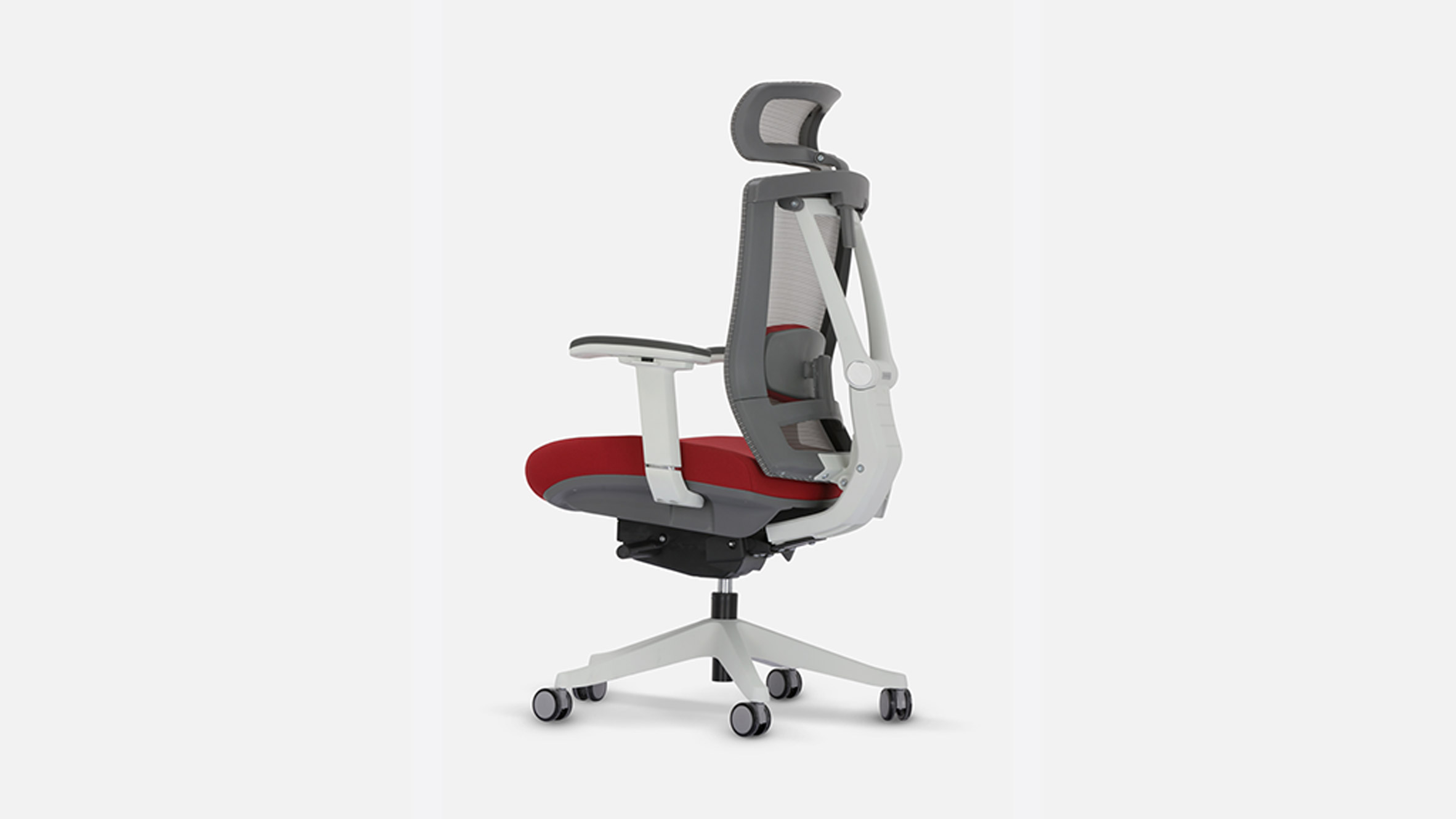 Ergonomic chair with red seat