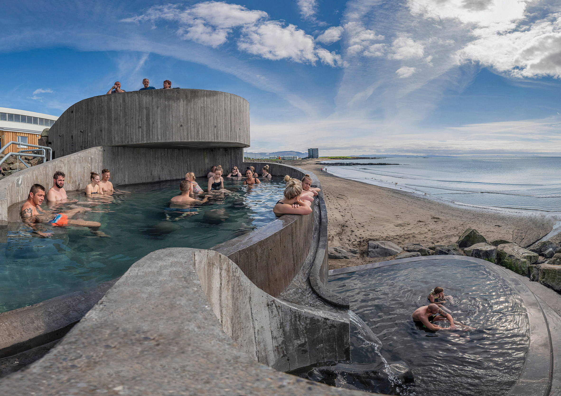 Bathing pools at Guðlaug Baths by Basalt Architects