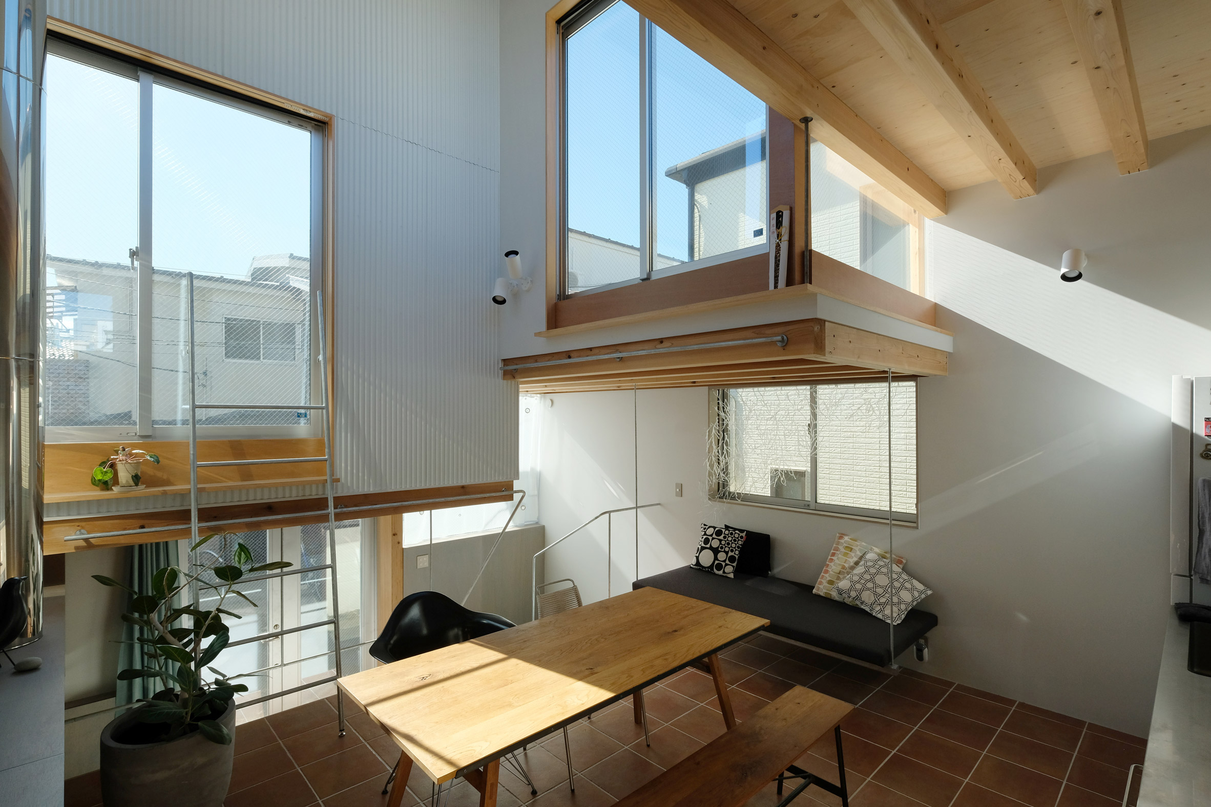 Interior of stacked-box house in Tokyo