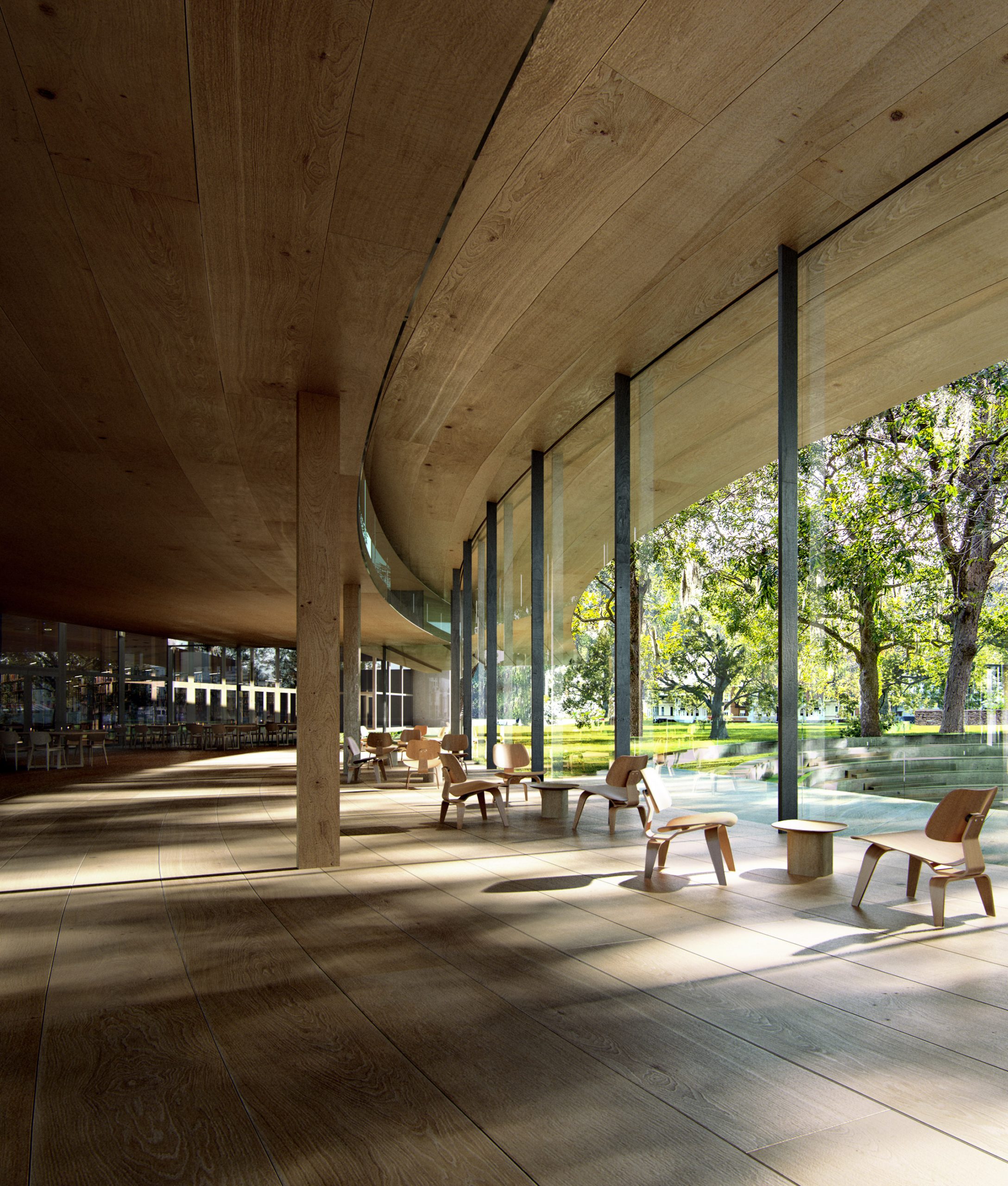 The timber interiors of a Norwegian library by Kengo Kuma