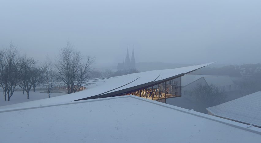 The roof of the Ibsen Library by Kengo Kuma and Associates