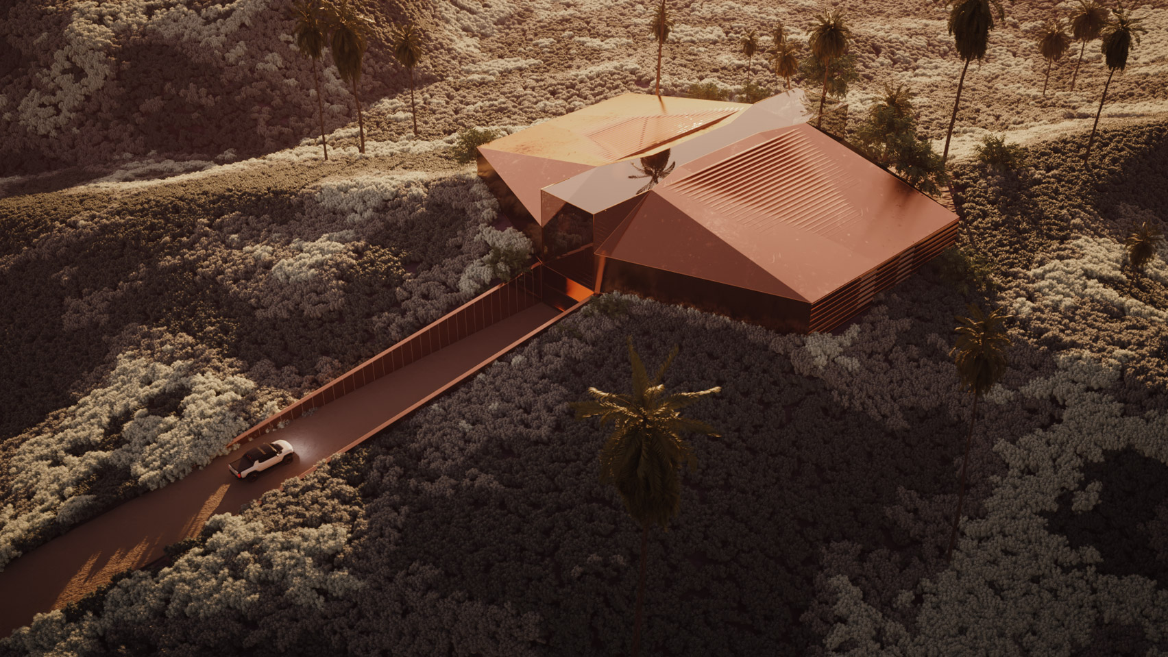 Bronze virtual garage in the desert