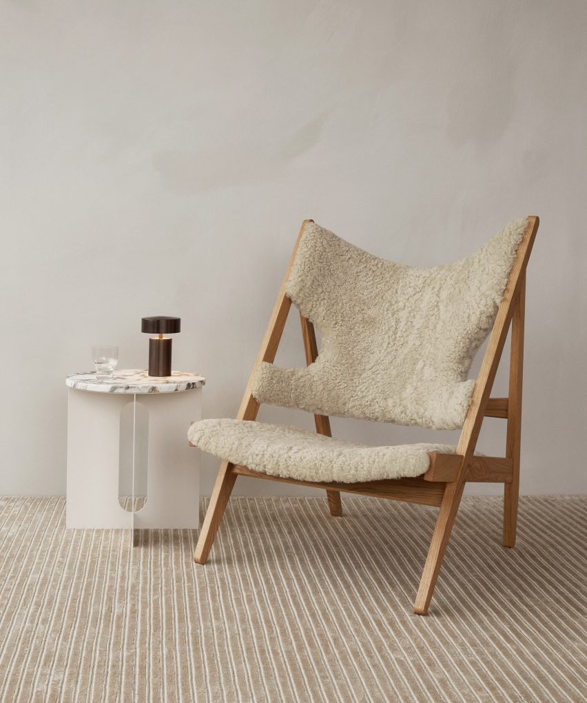 Lounge chair by Ib Kofod-Larsen with sheepskin upholstery