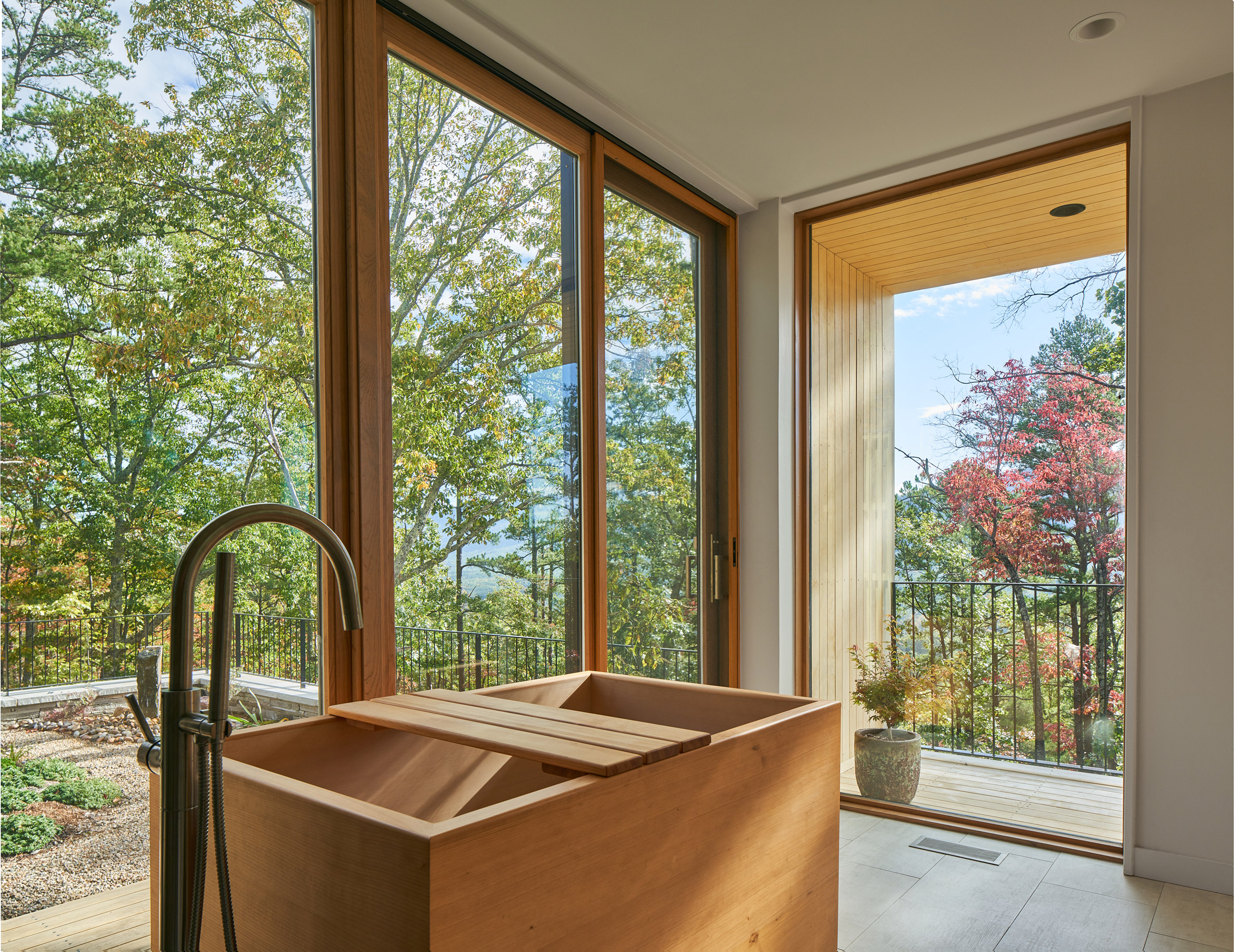 Bathroom with Japanese soaking tub in Tennessee house