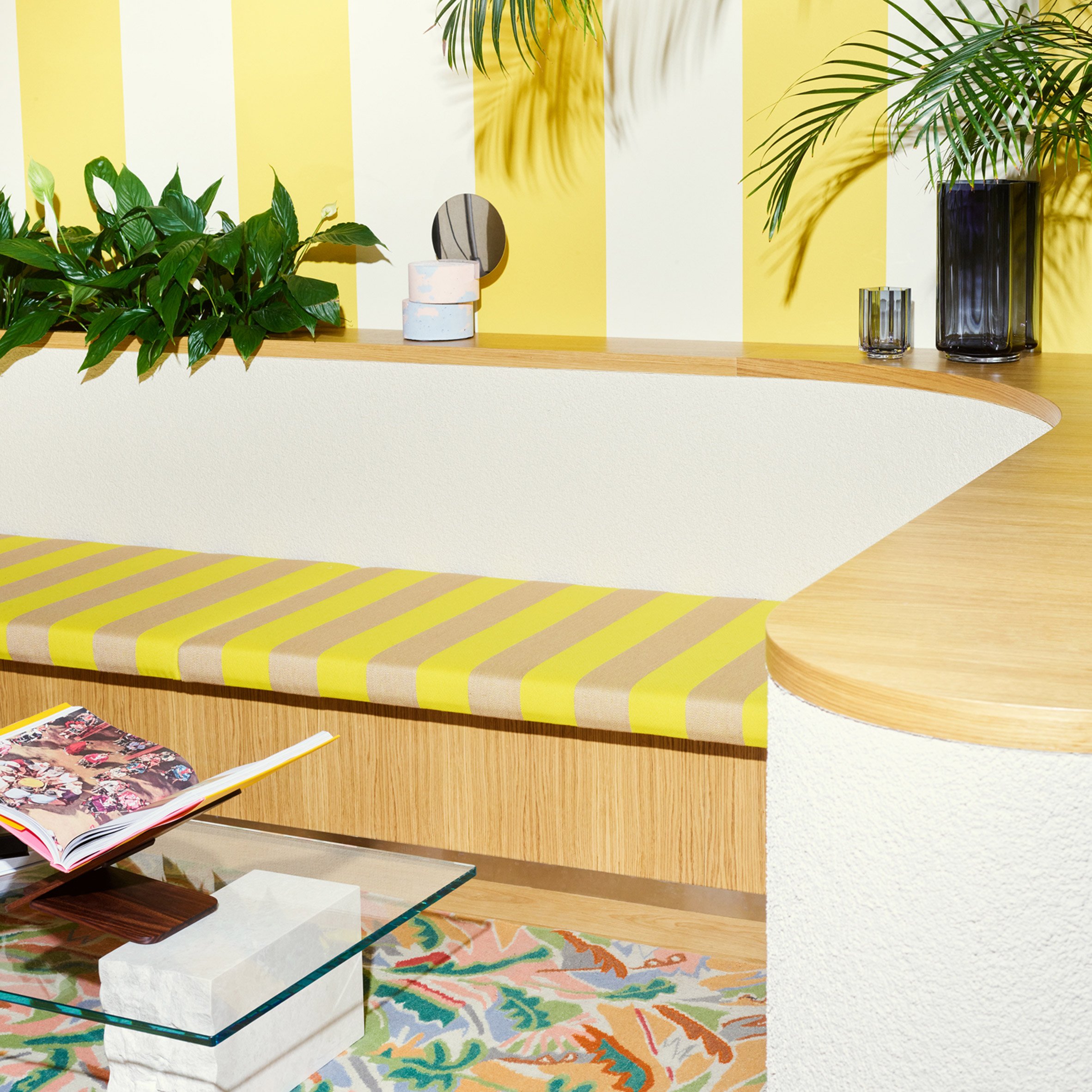 Bold striped interior inspired by Alain Delon in Moniker men's department interior by Snøhetta