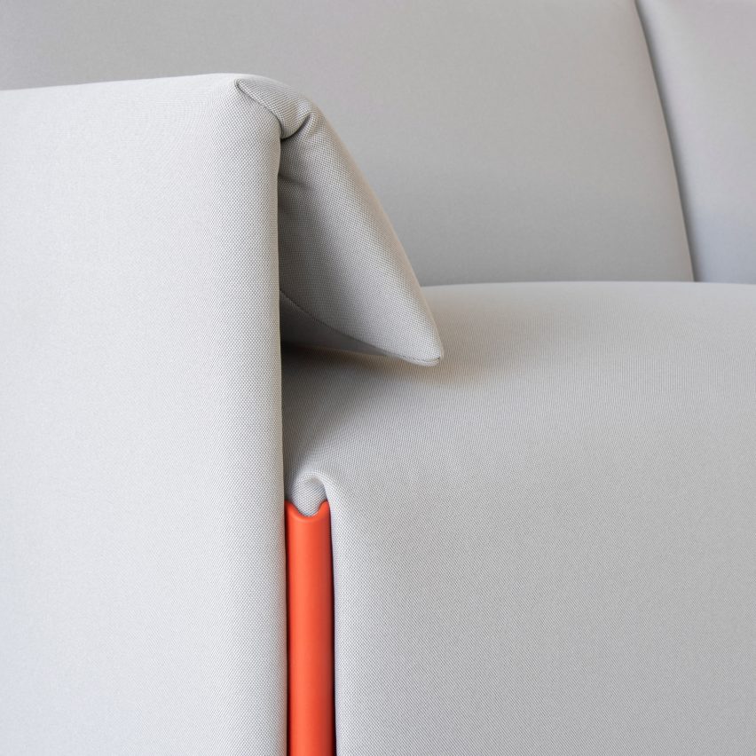 Grey Costume sofa by Stefan Diez for Magis with contrasting coloured connector