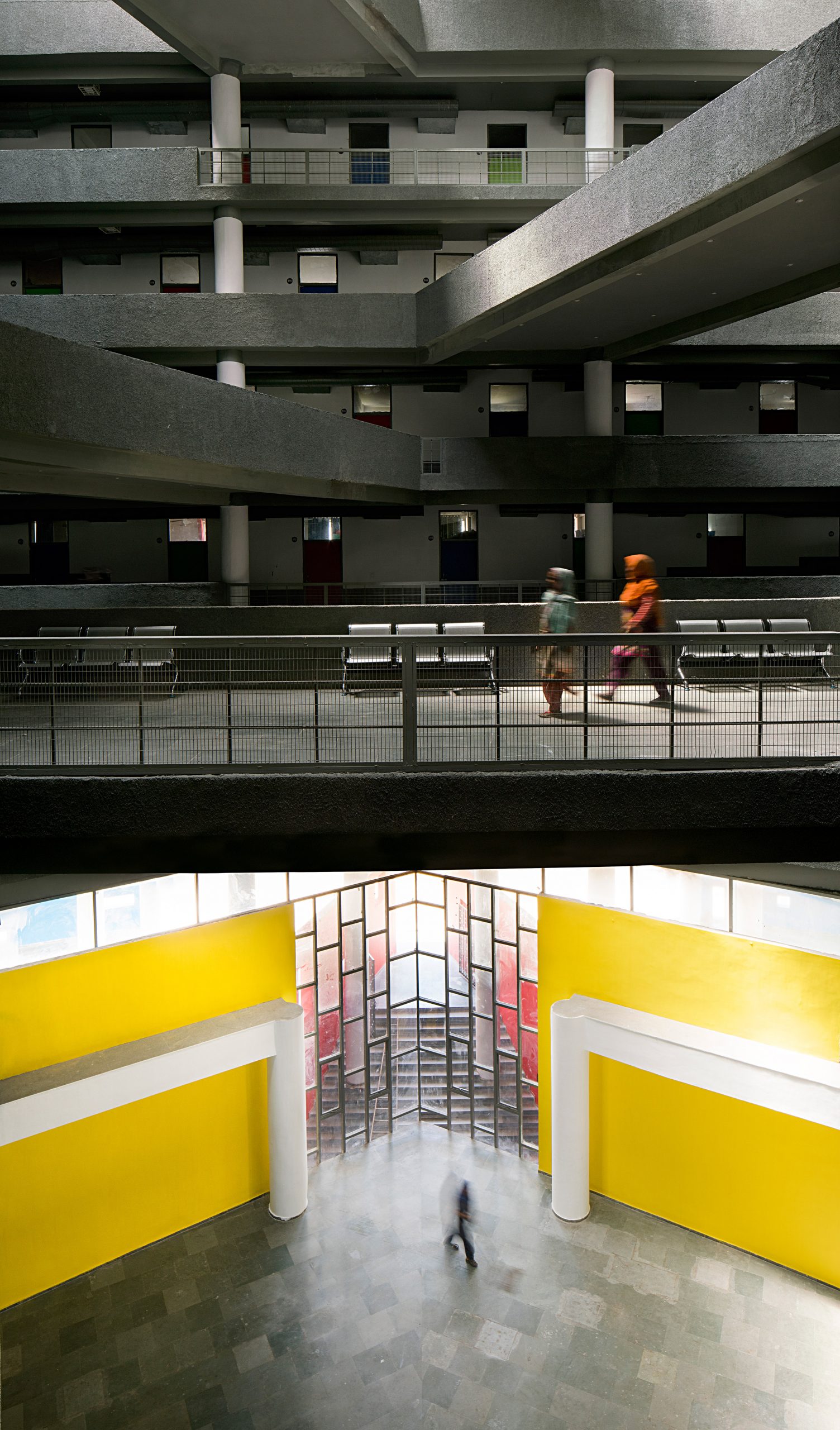 A multi-storey atrium in Indian student accommodation