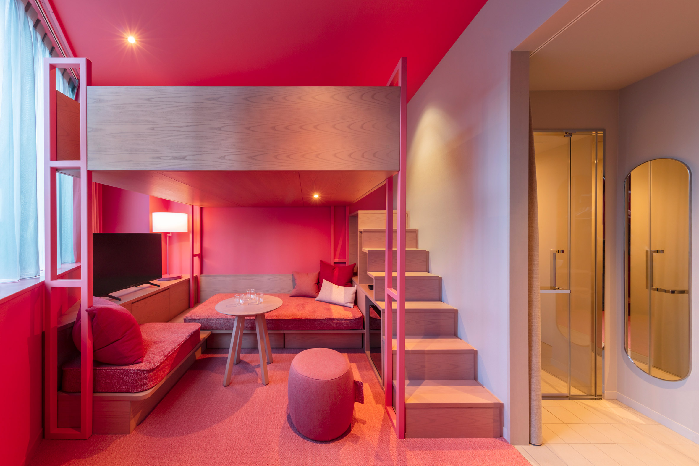 Colourful two-tone bedrooms